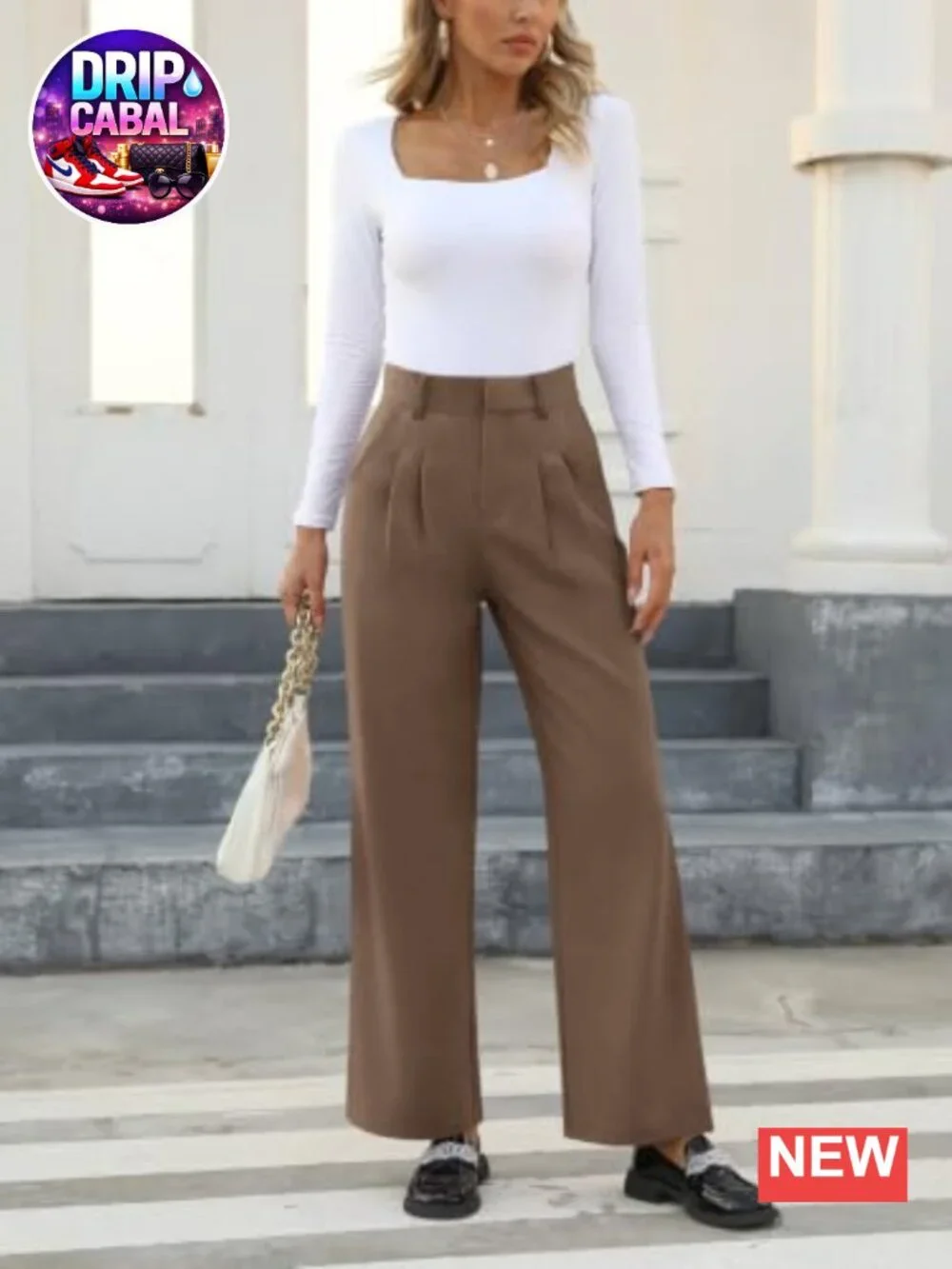 Women's Wide Leg Dress Trousers with Pockets Front Pleated High Waist Business